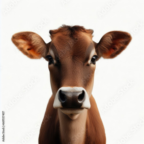 Cow on White Background. ai generative