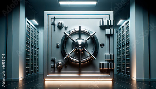 vault door with a combination lock inside. Generative AI