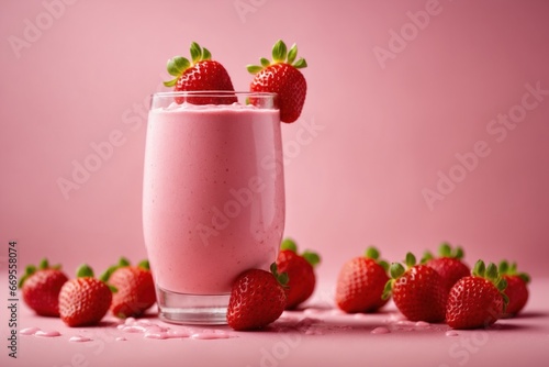 a masterpiece illustration of glass with berries shake. ai generative