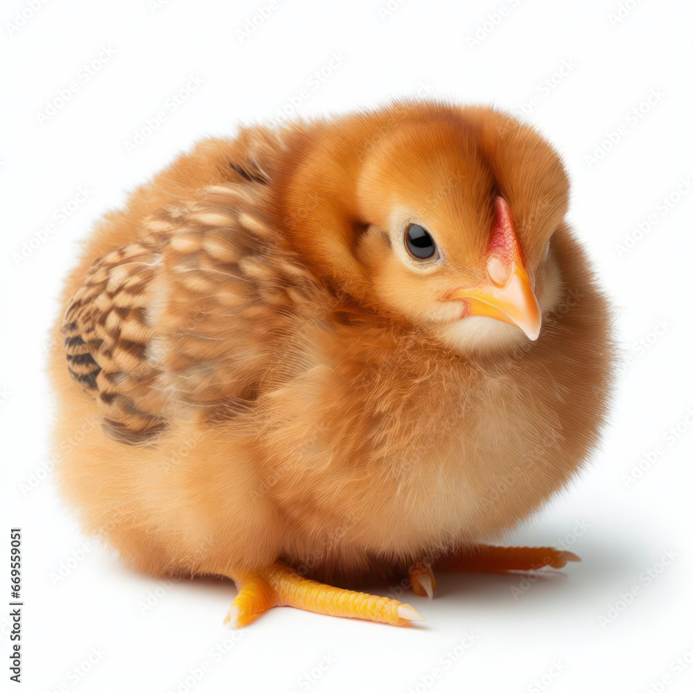 Fototapeta premium Young brown hen isolated on white background. ai generative