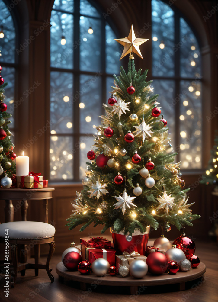 Decorated Christmas tree photo background Decorated Christmas tree photo background