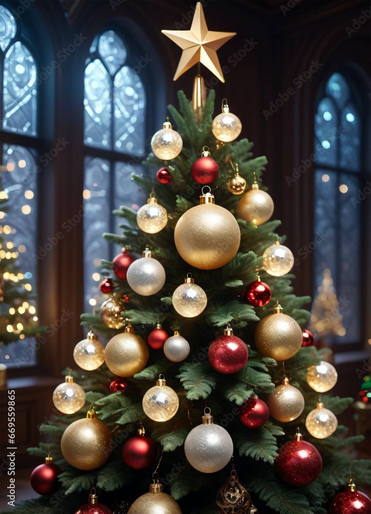 Decorated Christmas tree photo background Decorated Christmas tree photo background
