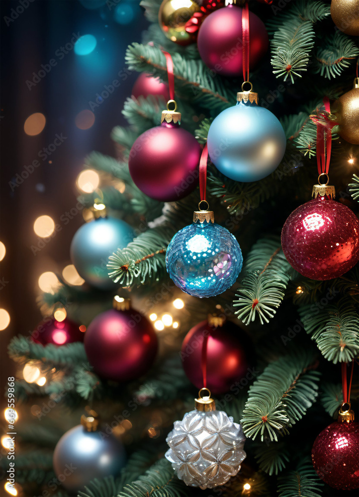 Decorated Christmas tree photo background