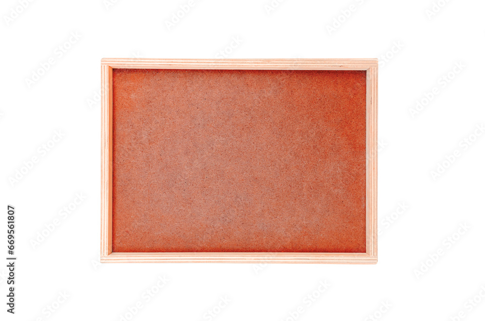 Fototapeta premium Old wooden frame with plywood isolated on white background. Art, frame, design, composition, creativity, painting, photography. PNG