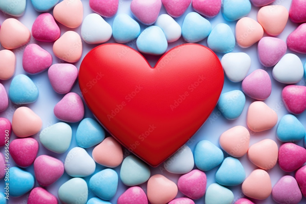 Valentines Candy Hearts Isolated. AI Generated