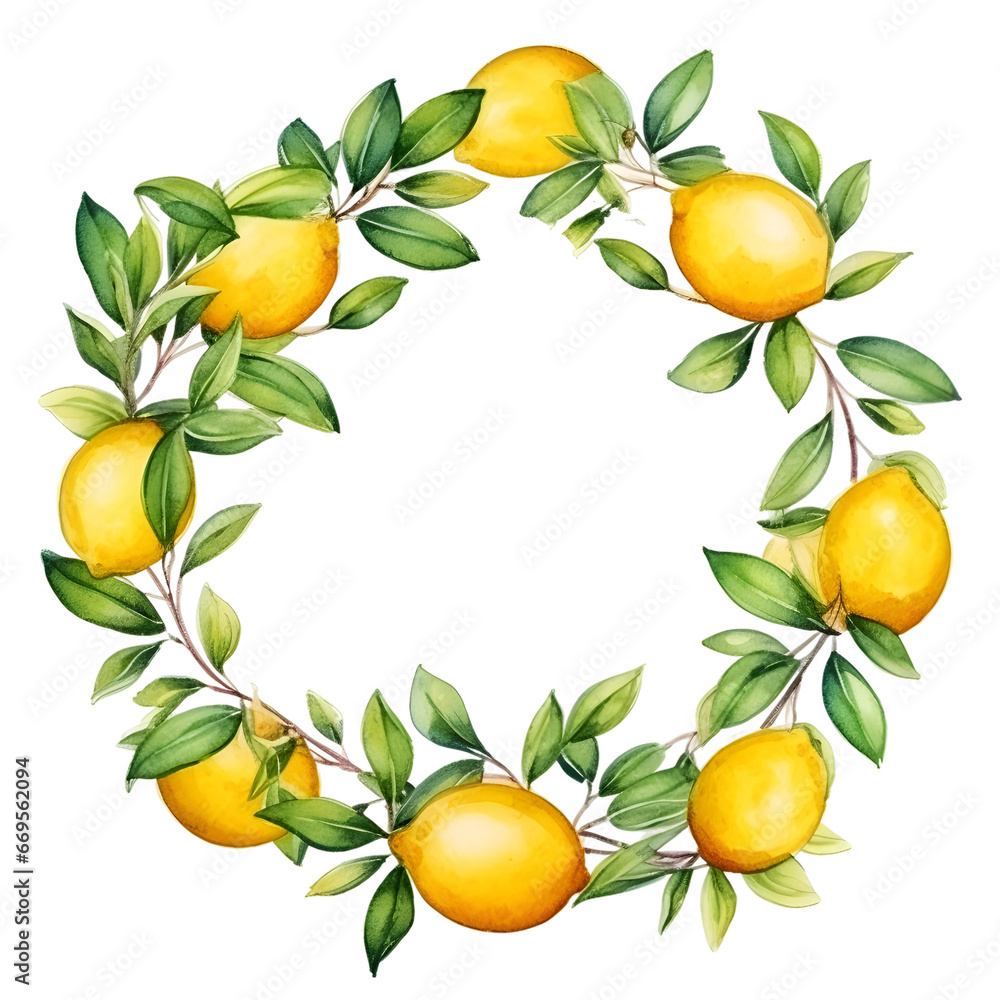 A vibrant frame of juicy lemons, watercolor on white background, intricate details of the citrus texture and the verdant foliage. A vibrant frame of juicy lemons, watercolor on white background, intricate details of the citrus texture and the verdant foliage.