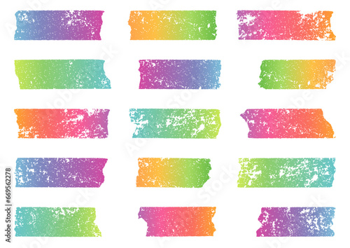 レインボーカラーのマスキングテープのバナーセット　074