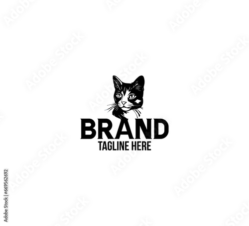 domestic cat logo retro style vector