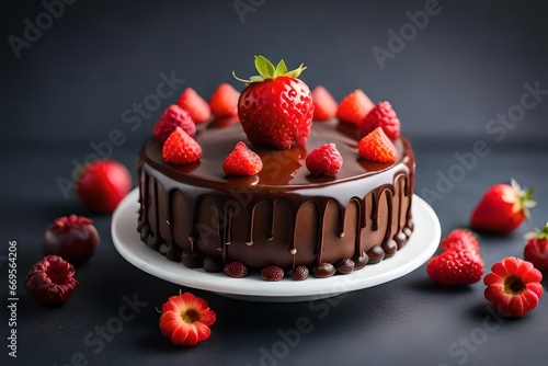 chocolate cake with strawberries