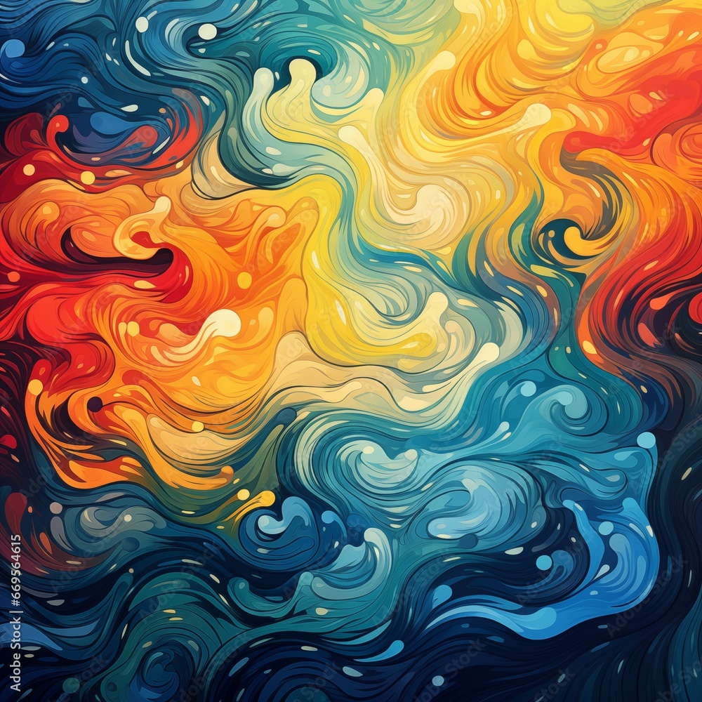 A digital painting of colorful waves crashing abstract background A digital painting of colorful waves crashing abstract background