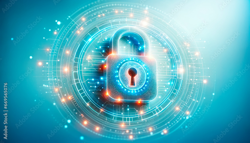 Abstract cyber security concept with padlock on digital background. Generative AI Abstract cyber security concept with padlock on digital background. Generative AI