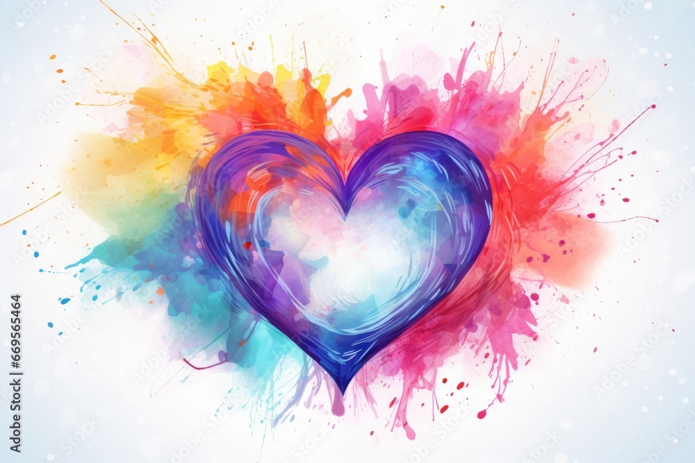 Watercolor Heart abstract , AI Generated