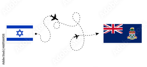 Flight and travel from Israel to Cayman Islands by passenger airplane Travel concept