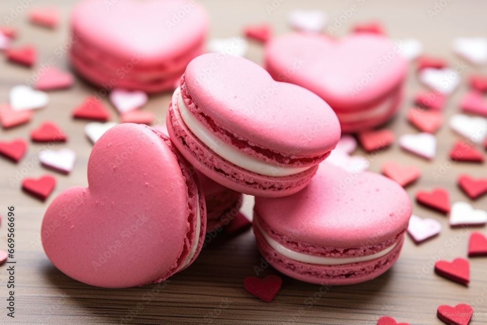 Tasty heart shaped macaroons . AI Generated Tasty heart shaped macaroons . AI Generated