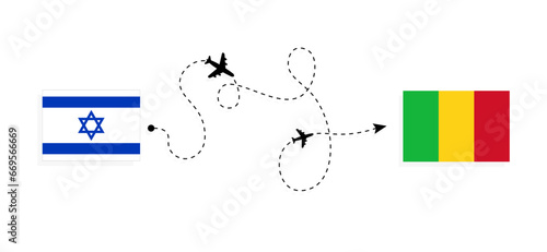 Flight and travel from Israel to Mali by passenger airplane Travel concept