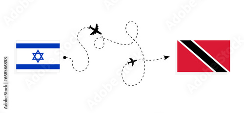 Flight and travel from Israel to Trinidad and Tobago by passenger airplane Travel concept
