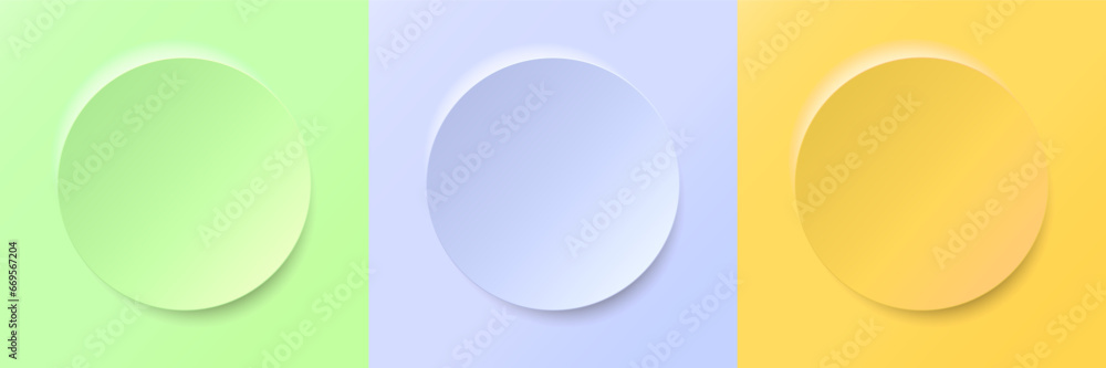 Gradient of fashionable colored geometric background with space to copy.
 Round frame for promotional product. Vector.
