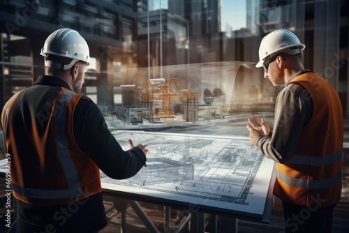 Augmented Reality at Work: Engineers Overlay Digital Blueprints on the Construction Site.