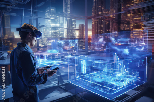 Future of Construction: Engineers Utilize AR Headsets for Real-Time Blueprint Integration.