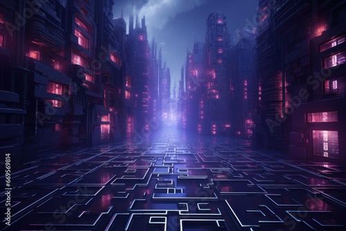 a futuristic maze in the megalopolis of the future.virtual reality © lena