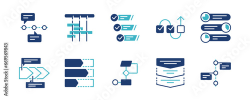 workflow progress roadmap icon set business performance infographic project timeline chart vector illustration 