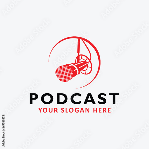 podcast logo design vector format