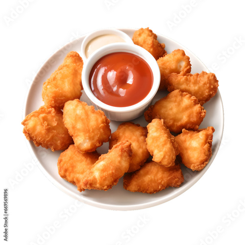 fried Chicken nugget, isolated on white background.