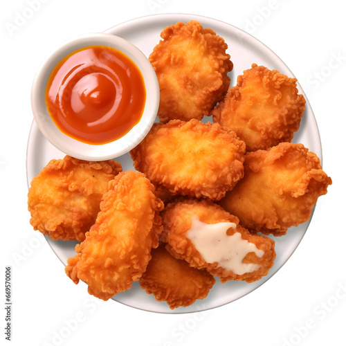 fried Chicken nugget, isolated on white background.