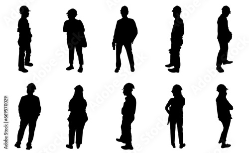 Construction engineer silhouette,Vector group manager standing, Icon vector engineer manager team