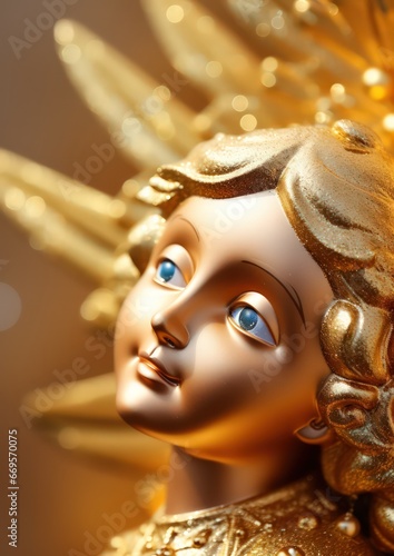 beautiful statue of a golden angel - ai-generated