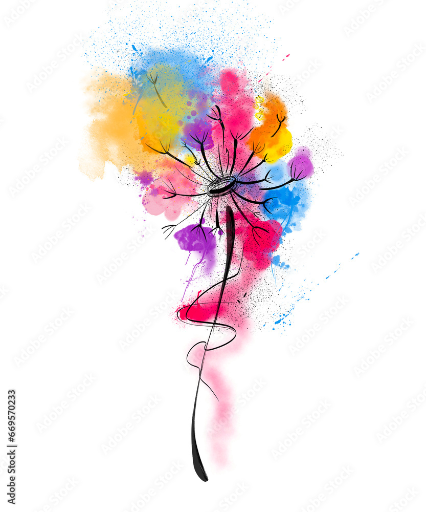 Fototapeta premium Abstract watercolour dandelion