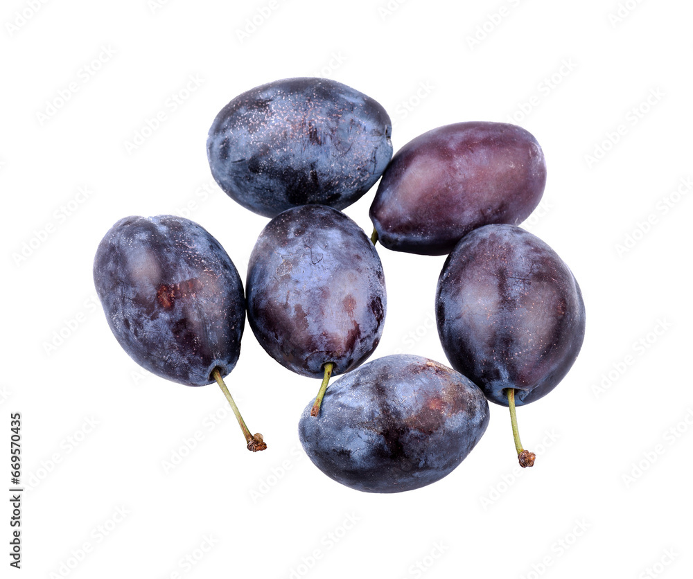plums isolated on white or transparent background