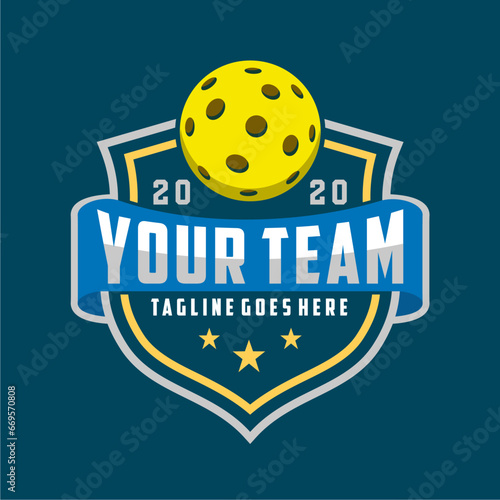 Emblem badge Pickle ball club logo design