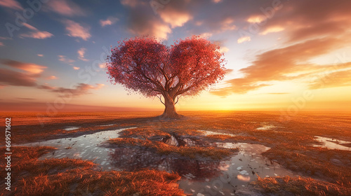 Tree of Love red heart shaped tree,Valentine's Day project or a nature-themed design, Discover the magic of the outdoors with this breathtaking ,Romantic Red Heart Tree - Passionate Natural Symbol