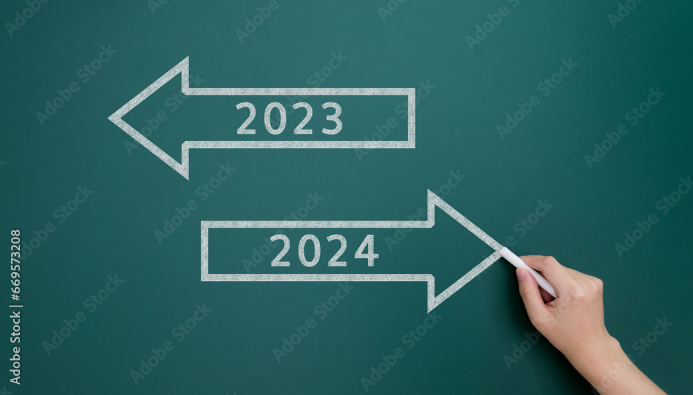 Change new year number 2023 and 2024 on blackboard Change new year number 2023 and 2024 on blackboard