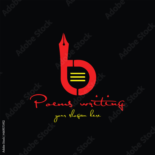 letters b poem writing logo design vector