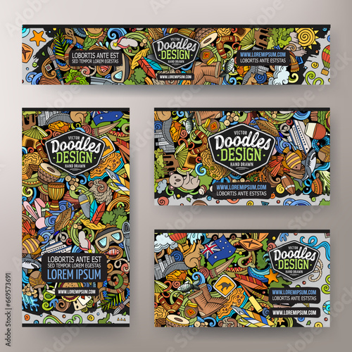 Cartoon vector doodle set of Australia corporate identity templates