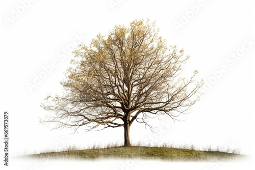 Hazel tree alone on white. Generative AI