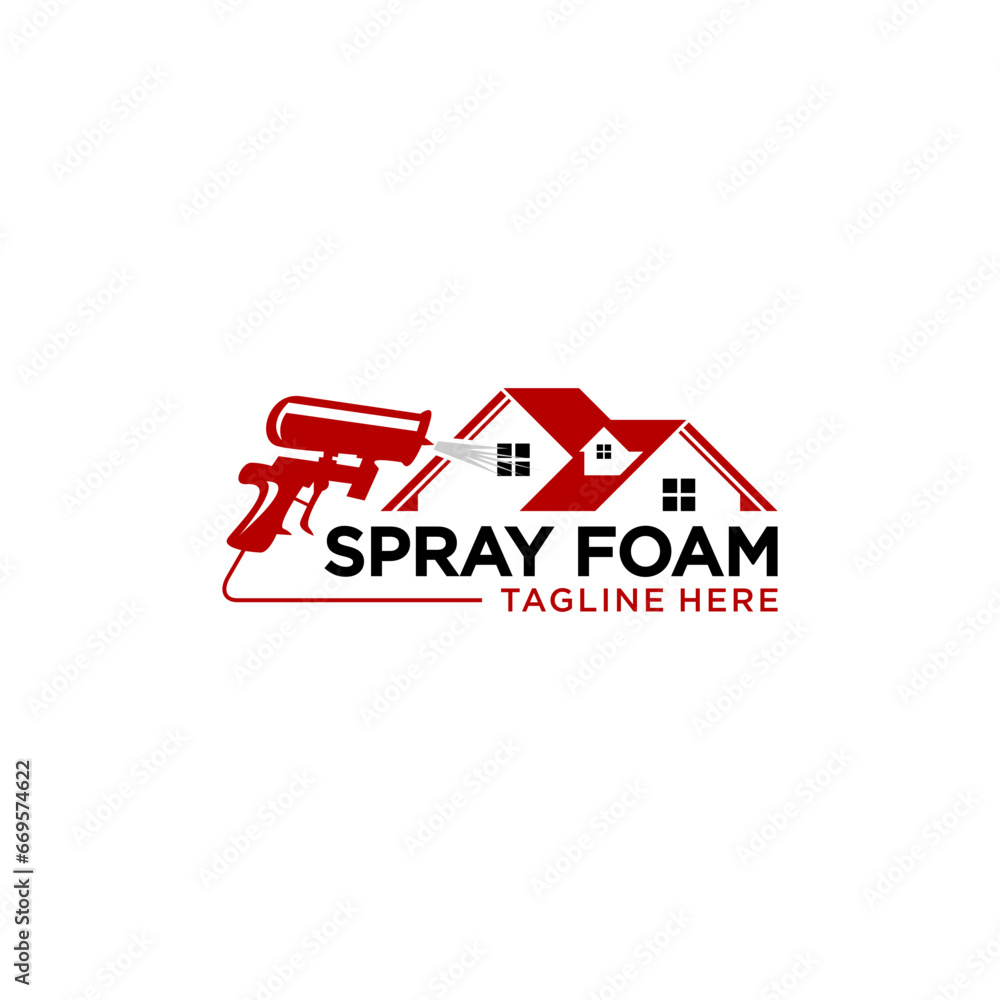 Insulation spray foam logo design, Construction foam gun logo template. pressure wash home logo template design - obrazy, fototapety, plakaty 