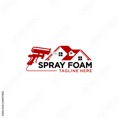 Insulation spray foam logo design, Construction foam gun logo template. pressure wash home logo template design