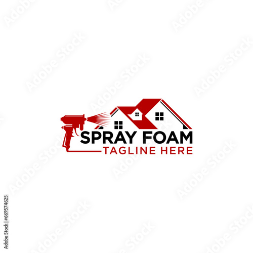 Insulation spray foam logo design, Construction foam gun logo template. pressure wash home logo template design