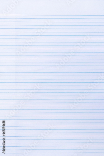 Top view empty blue lined paper background and texture