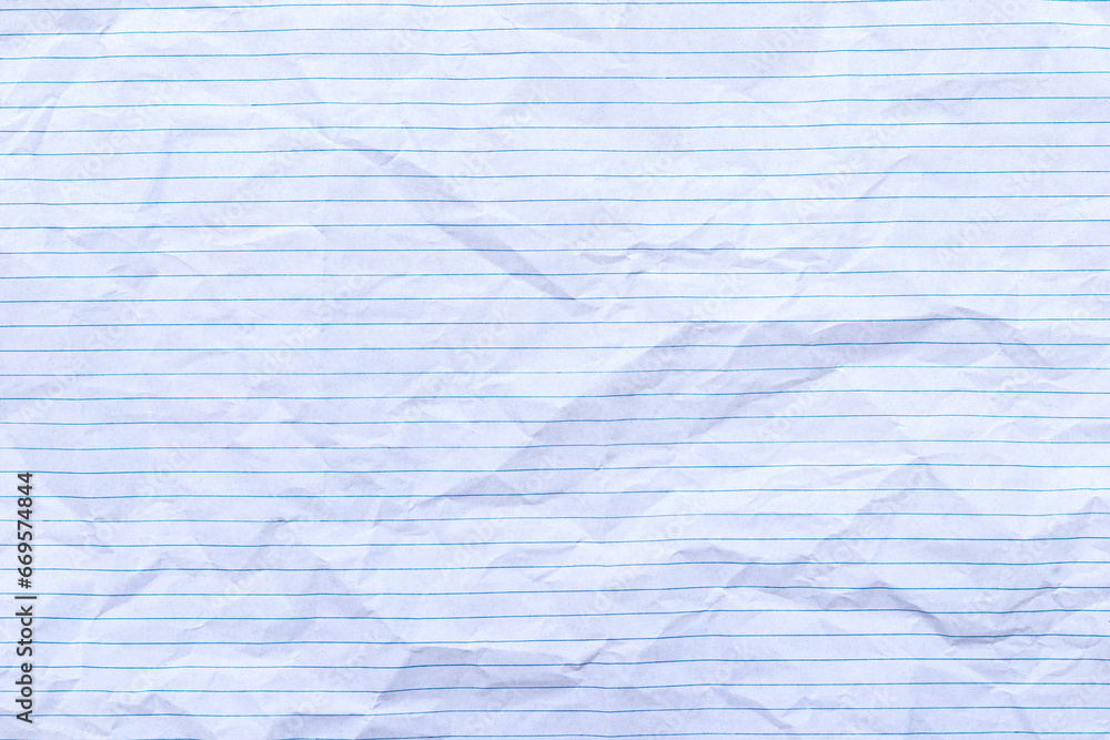 Top View Empty Rumpled Lined Paper With Wrinkled Notebook Lined Paper 