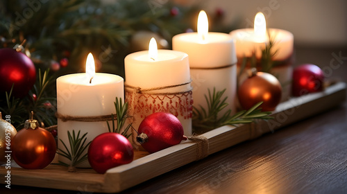 Colorful Christmas-themed Candle with Decorations  High Definition 4K