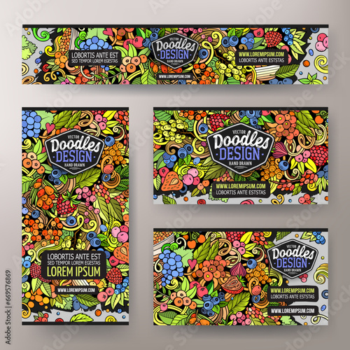 Cartoon doodle set of Berries corporate identity templates