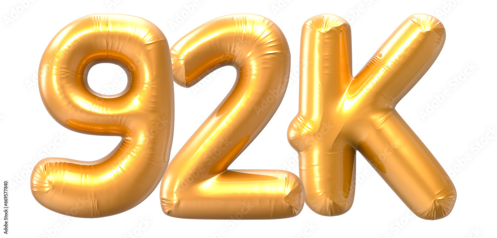 92K Number Gold 3D Rendering 92K Number Gold 3D Rendering