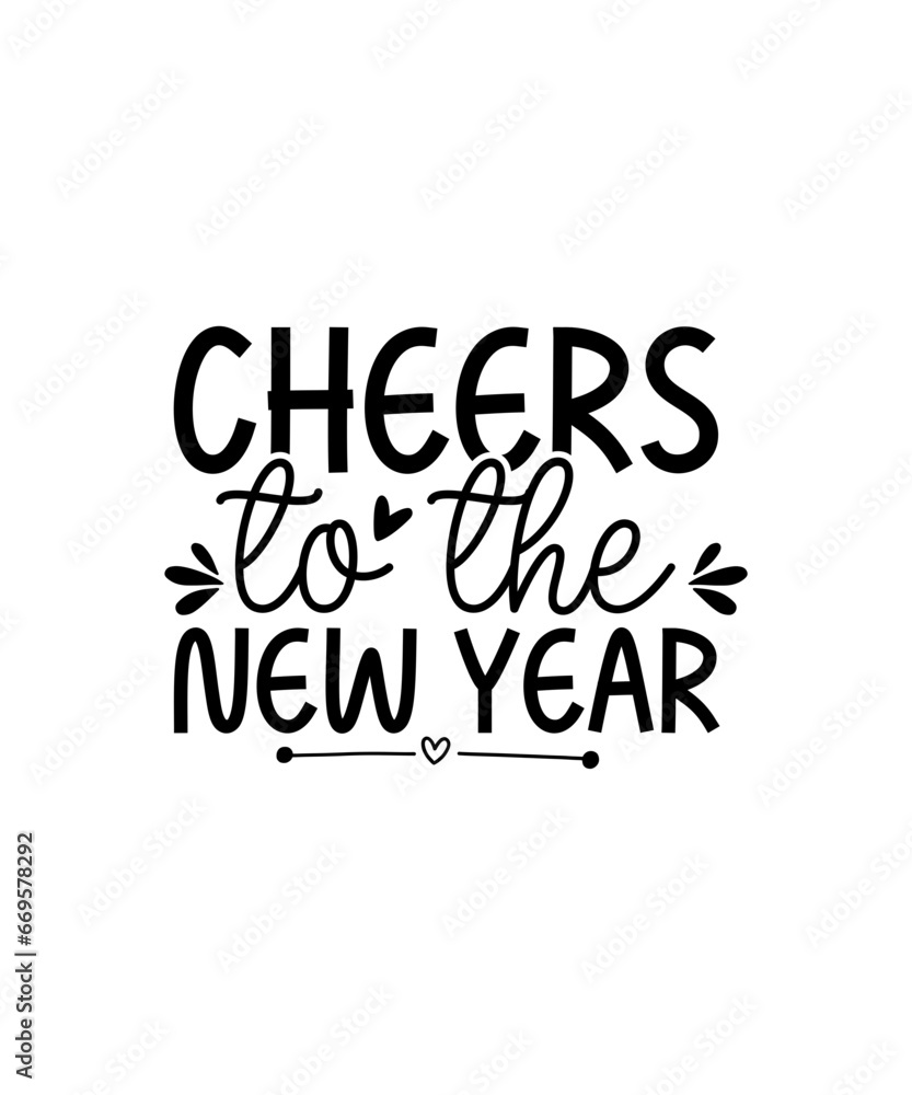 Naklejka premium Happy New Year SVG Bundle, Hello 2024 Svg, New Year Decoration, New Year Sign, Silhouette Cricut, Printable Vector, New Year Quote Svg