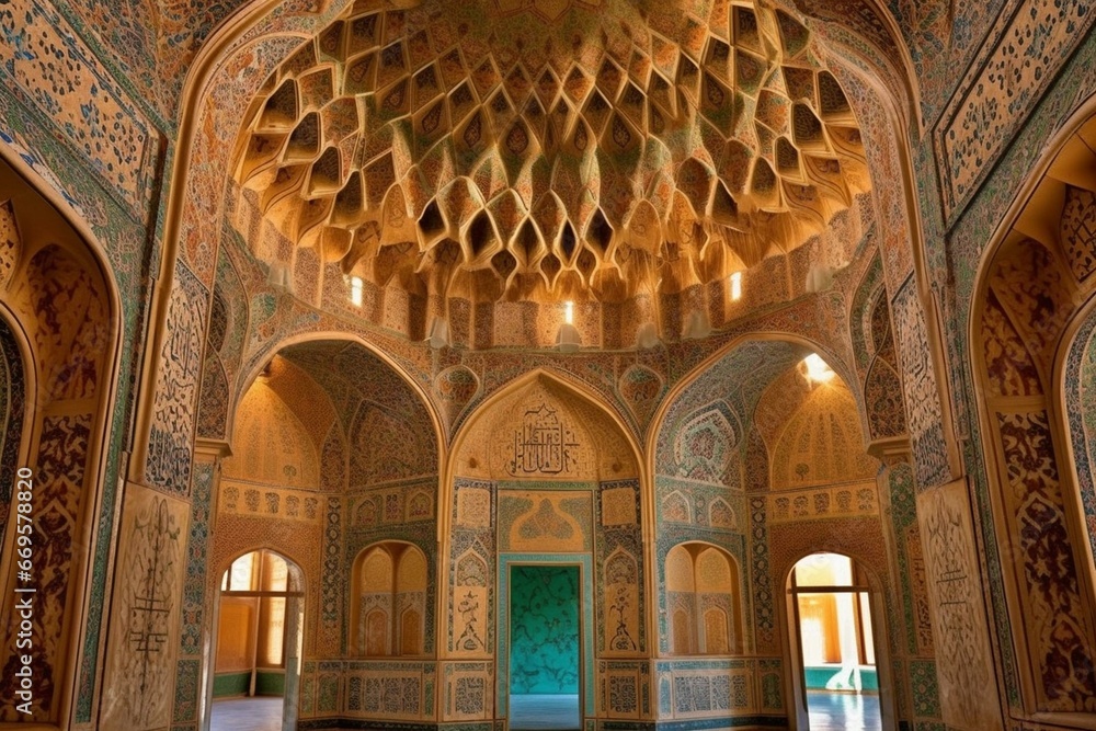 Enthralling Islamic art of mosques with intricate details. Generative AI