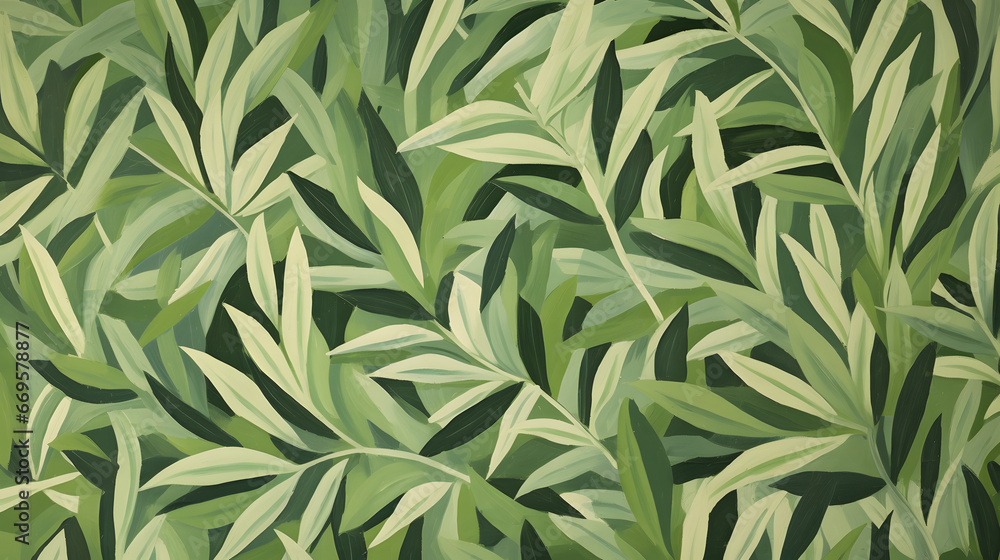 Green leaves, hand-painted Green leaves, hand-painted