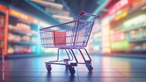Wallpaper Mural A shopping cart sitting on a floor in a store Torontodigital.ca